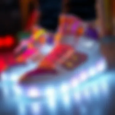 Close-up of light-up shoe features and designs