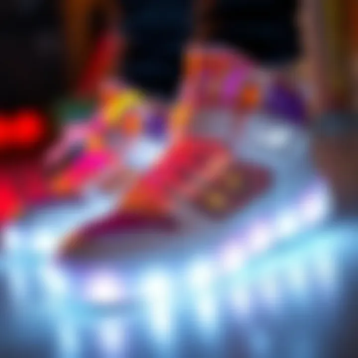 Close-up of light-up shoe features and designs