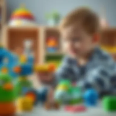 A child engaging with moving toys, enhancing cognitive skills.