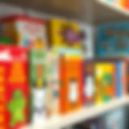 Colorful children’s books on a shelf