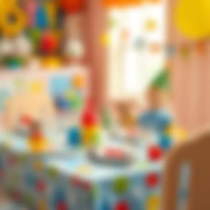 Colorful table setting for a baby boy's birthday party