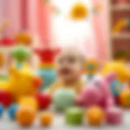 Colorful toys for six-month-old babies promoting sensory exploration