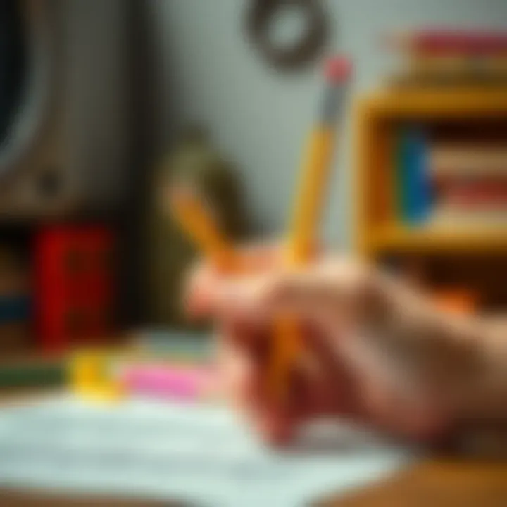 Proper pencil grip demonstration