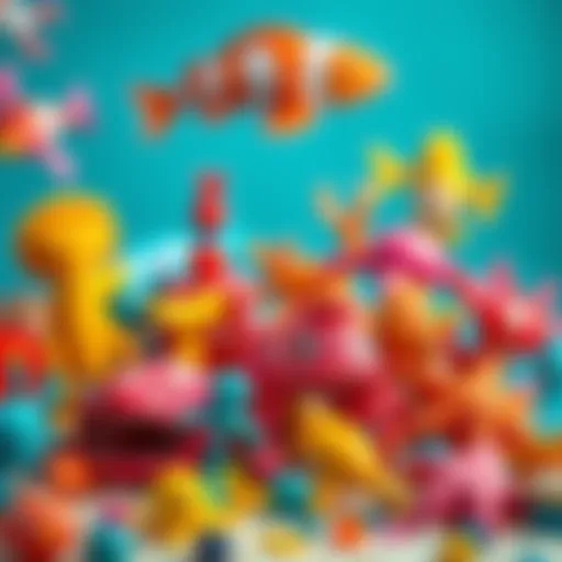 Colorful collection of sea creatures