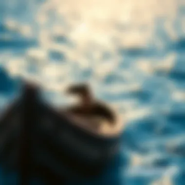 Moana's Journey at Sea A close-up of Moana's boat navigating through the sparkling ocean