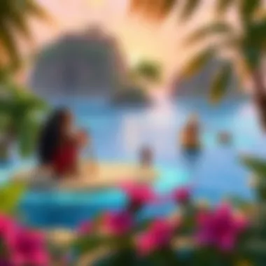 Polynesian Islands in Moana A vibrant scene showcasing the lush islands of Polynesia featured in Moana
