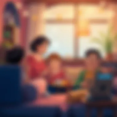 A family enjoying a movie night with Disney Plus