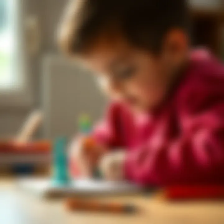 Child using elsalı kalem for writing