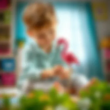 A child engaging with an Enchantimals Flamingo toy, highlighting imaginative play