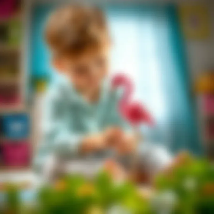 A child engaging with an Enchantimals Flamingo toy, highlighting imaginative play
