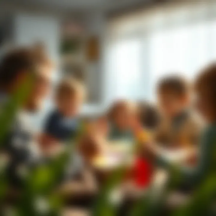A family bonding over a finger painting activity in the living room