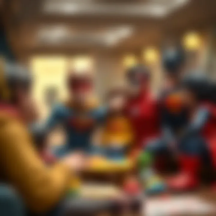 A family discussing the cultural impact of superheroes.