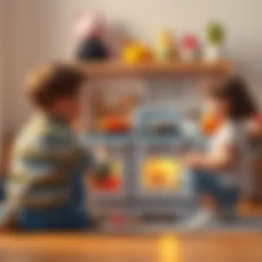 A family discussing the benefits of toy ovens for child development