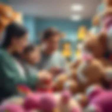Choosing Safe Plush Toys for Children A family selecting plush toys, focusing on considerations for safety and quality
