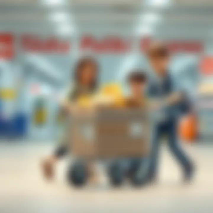 Family Utilizing a Package Cart Family using a package cart for moving items