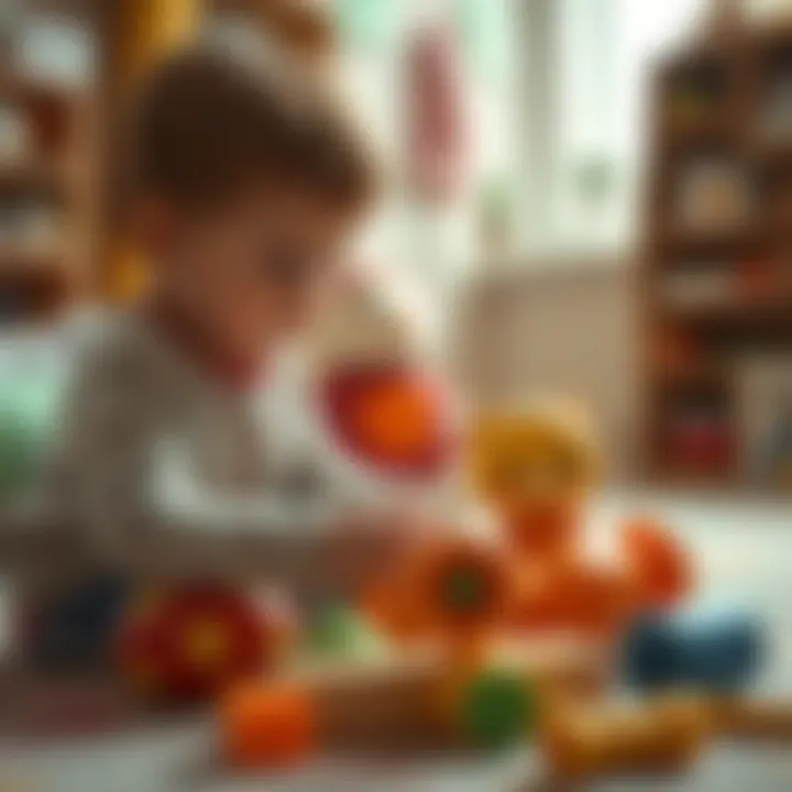 Encouraging Play and Development Child engaging with a first-step toy in a playful environment
