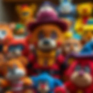 A colorful display of various Freddy plush figures
