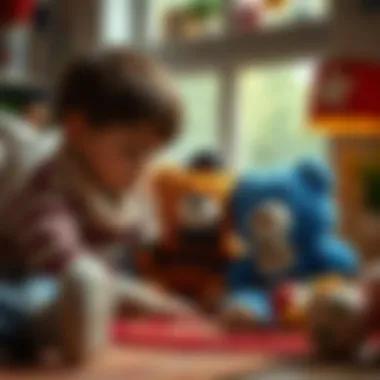 A cozy scene with children playing with plush Freddy toys