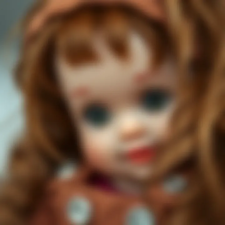 Close-up of a realistic toy doll made from synthetic materials
