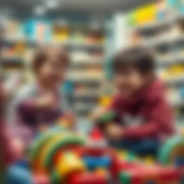 Joyful Playtime Experience Happy children playing with toys in a store