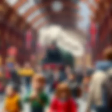 The bustling atmosphere of King's Cross Station, filled with both magical and non-magical travelers.