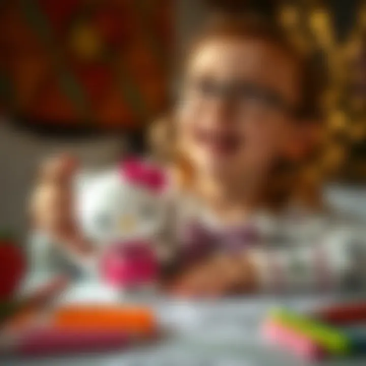 Joyful Coloring Activity Child joyfully engaged in a Hello Kitty coloring activity