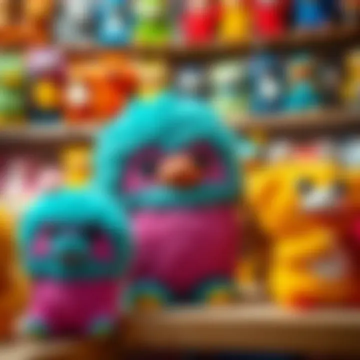 Colorful Huggy Wuggy toy displayed on a shelf