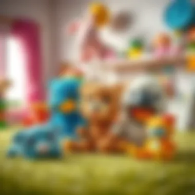 Huggy Wuggy toys arranged in a playful setting