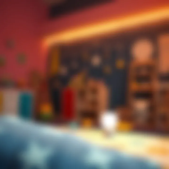 Child's Playroom with Ikea Night Lamp A child playing with a rechargeable night lamp in a vibrant playroom