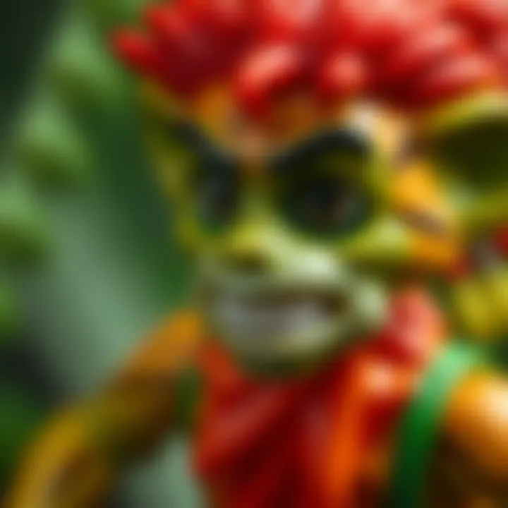 Detailed close-up of a Jungle 8 toy highlighting its features