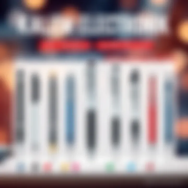 Comparison chart showcasing different models of electronic pens