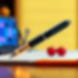Illustration of an electronic pen highlighting its sleek design