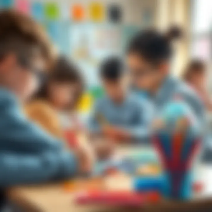 Collaboration in art using markers in a classroom