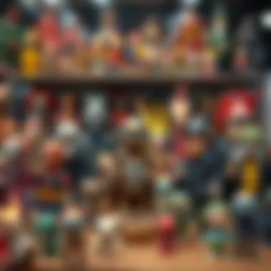 An array of Kral Şakir figures displayed in a creative setting, highlighting their collectible nature.