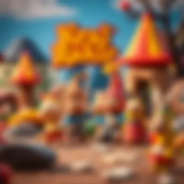 Creativity and Imagination in Kral Şakir A whimsical scene featuring Kral Şakir characters in a fun landscape, highlighting creativity and imagination.