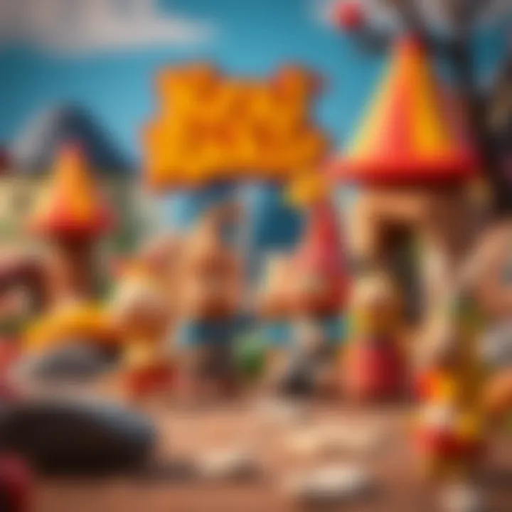 Creativity and Imagination in Kral Şakir A whimsical scene featuring Kral Şakir characters in a fun landscape, highlighting creativity and imagination.