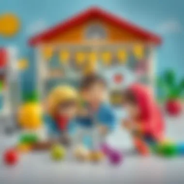 Learning Through Play with Kral Şakir A colorful depiction of Kral Şakir characters engaging in educational activities, promoting learning through play.