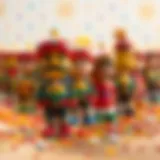 A detailed view of Kral Şakir figurines showcasing their vibrant colors and unique designs.