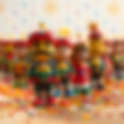 A detailed view of Kral Şakir figurines showcasing their vibrant colors and unique designs.