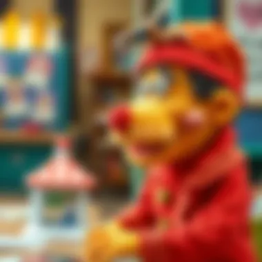 Puppet in Educational Engagement A puppet being used in an educational setting with children engaged