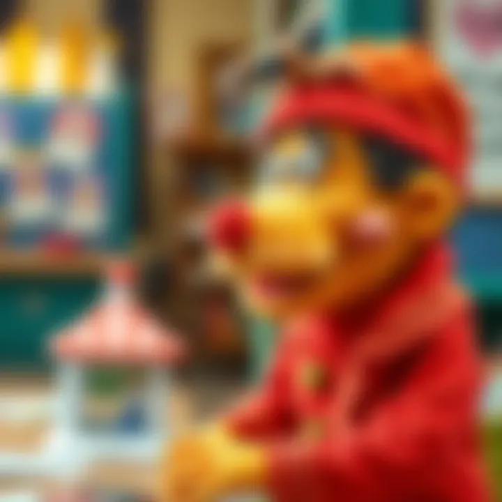 Puppet in Educational Engagement A puppet being used in an educational setting with children engaged