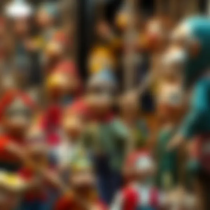 Intricate Puppet Craftsmanship A beautifully arranged puppet display showcasing intricate craftsmanship