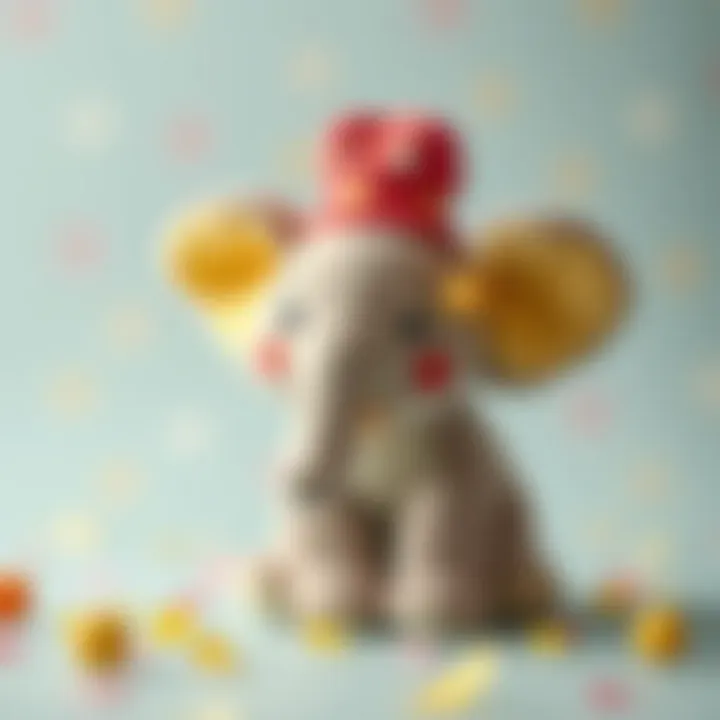 A cheerful plush elephant symbolizing childhood joy