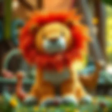 A vibrant plush lion representing the essence of a zoo