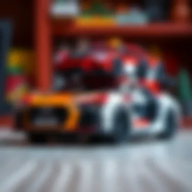 A creative representation of Lego bricks and Audi cars merging in a unique design