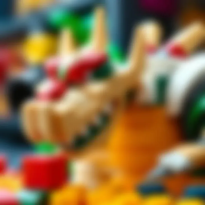 Detailed view of Lego Bowser set components