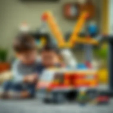 Children engaged in play with the LEGO City Mobile Crane, demonstrating its interactive features.