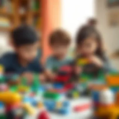 A family enjoying building Lego together