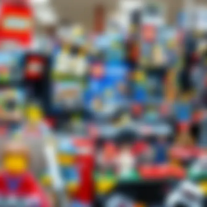 A variety of Lego sets displayed in a store