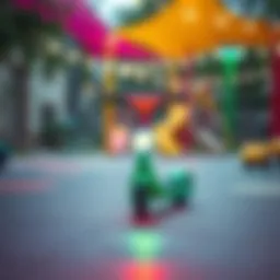 Colorful light-up scooter on a playground